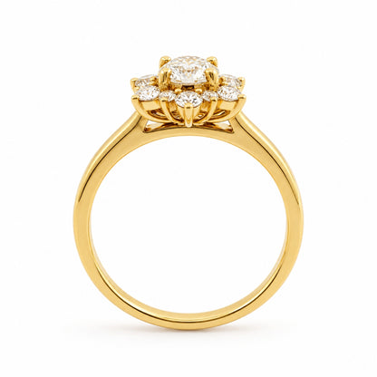 18ct Yellow Gold 0.85ct Diamond Cluster Ring
