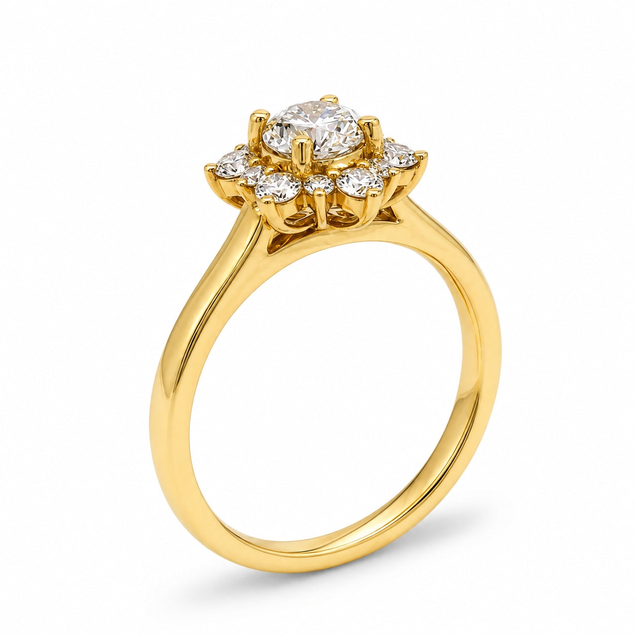 18ct Yellow Gold 0.85ct Diamond Cluster Ring