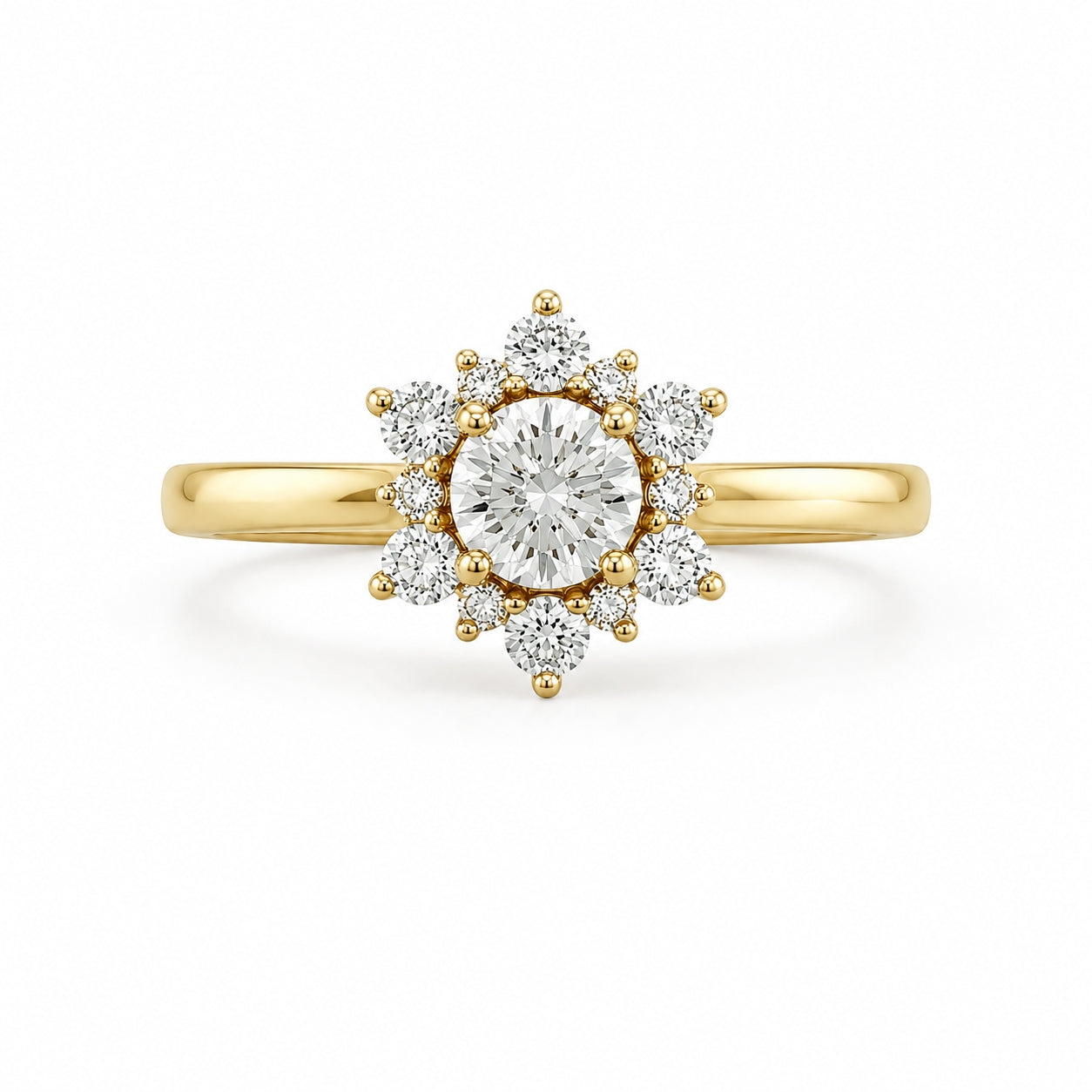 18ct Yellow Gold 0.85ct Diamond Cluster Ring