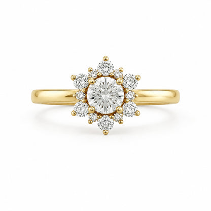 18ct Yellow Gold 0.85ct Diamond Cluster Ring