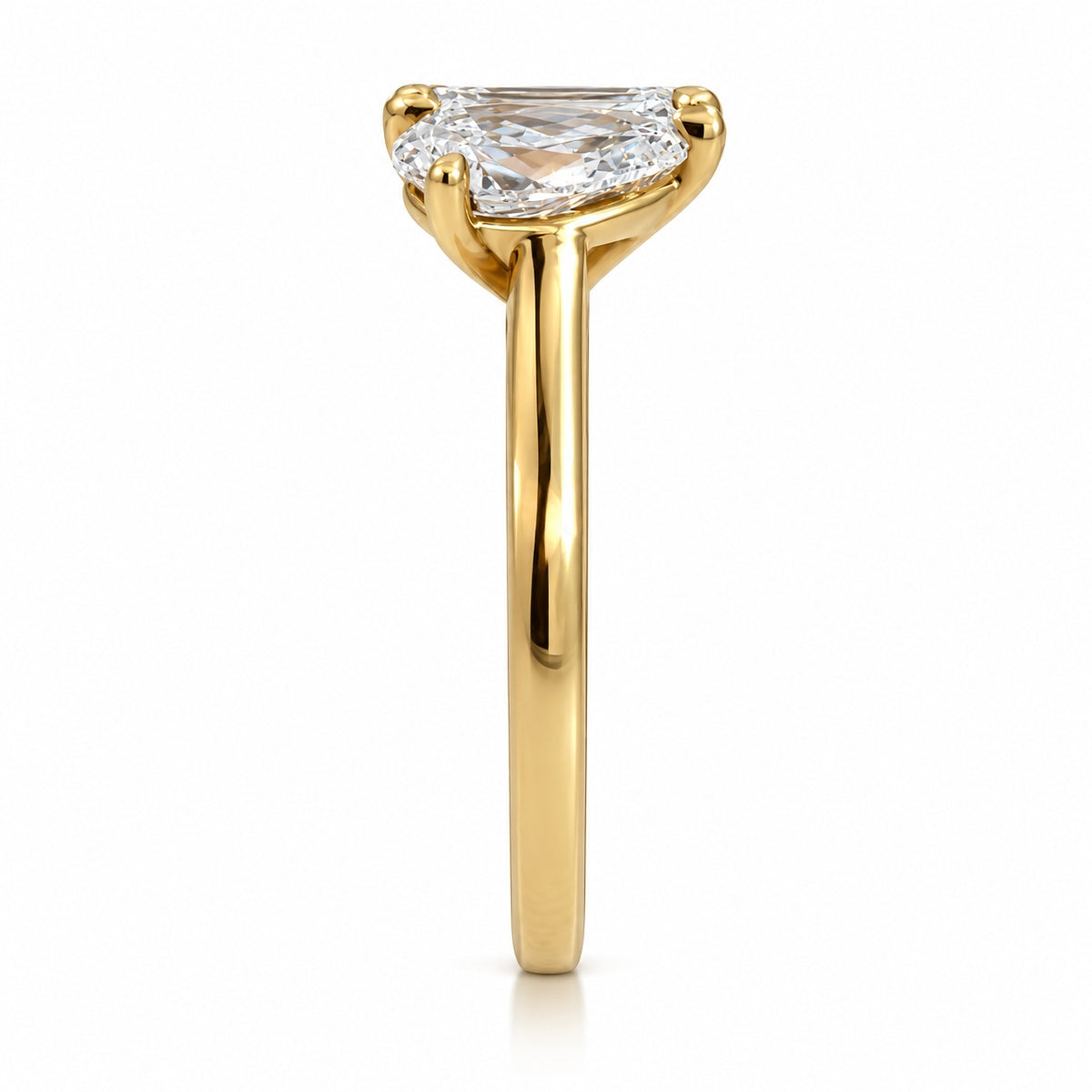 18ct Yellow Gold Pear &amp; Emerald Cut Diamond Two-Stone Ring