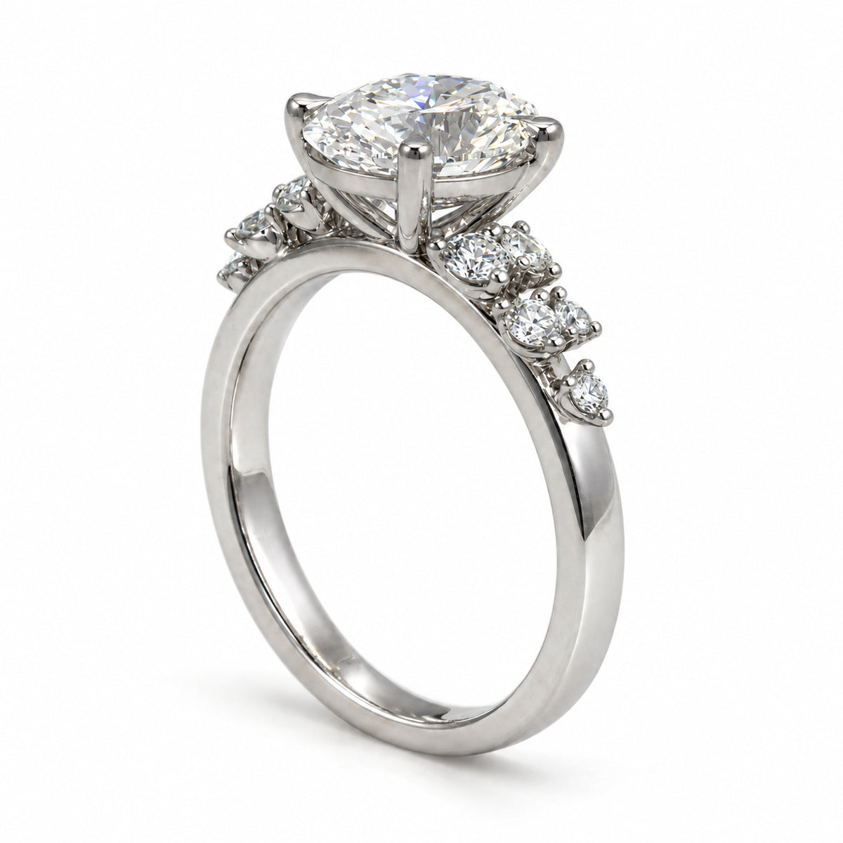 2.43ct Lab Grown Oval Diamond Platinum Engagement Ring
