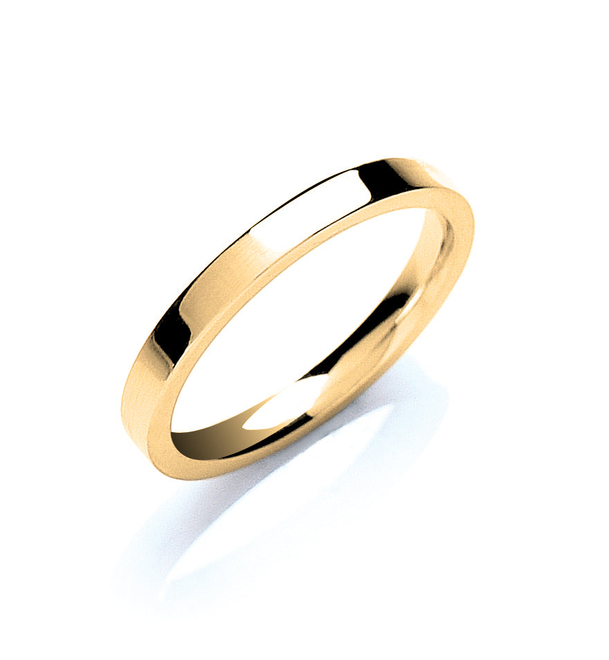 2mm Classic 9ct Flat Court Shaped Wedding Band - Robert Anthony Jewellers, Edinburgh