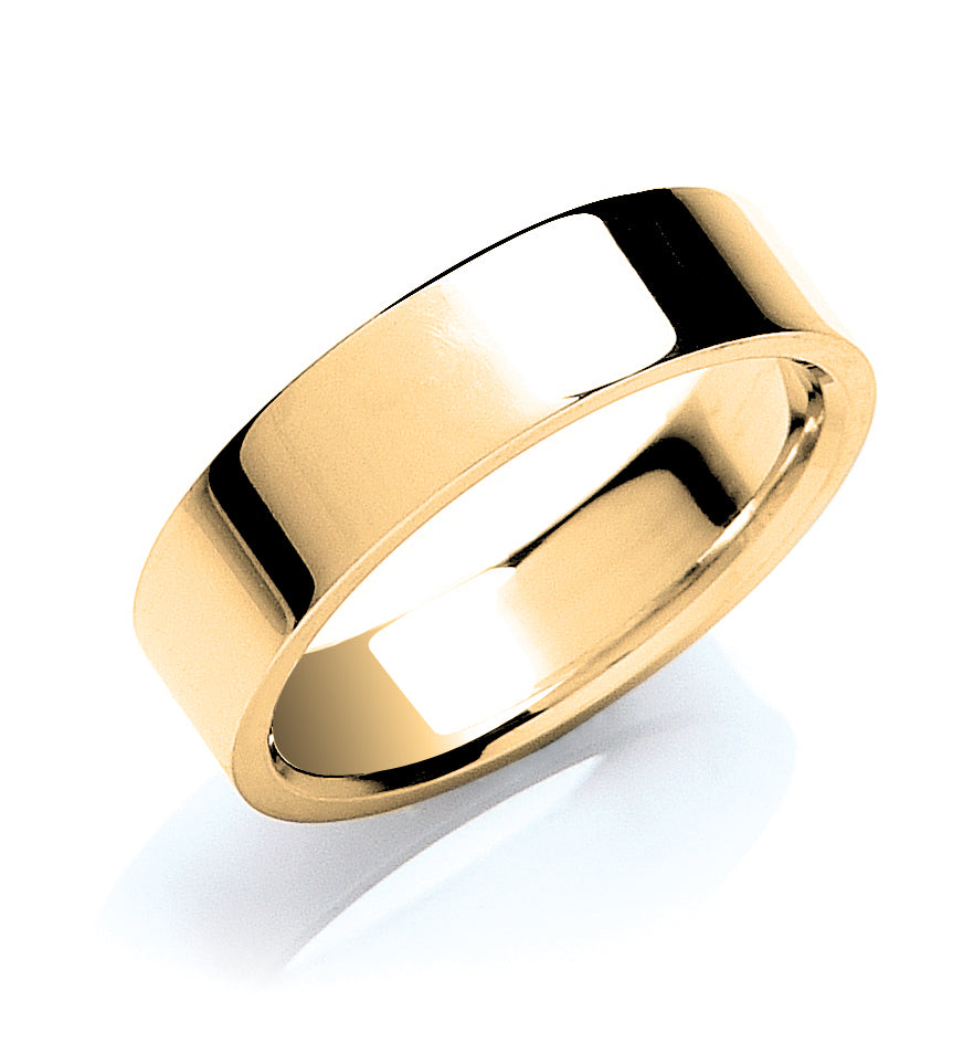 6mm Classic 9ct Flat Court Shaped Wedding Band - Robert Anthony Jewellers, Edinburgh