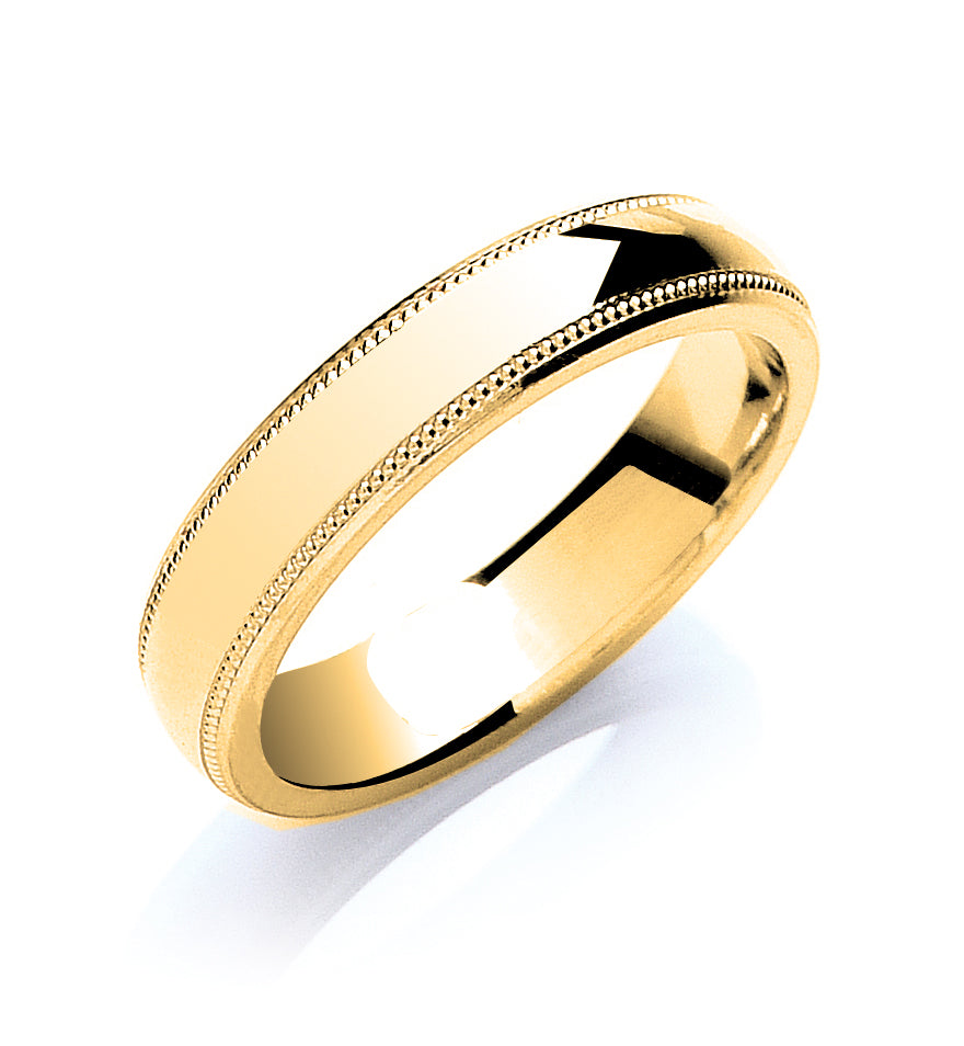 5mm 9CT Gold Milgrain Wedding Band - Robert Anthony Jewellers, Edinburgh