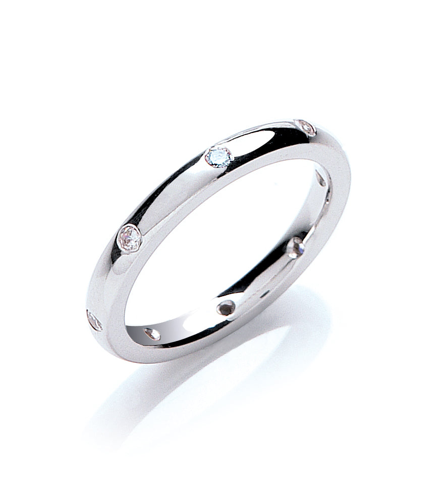 8 Stone Brilliant Cut Diamond Set 2mm Court Wedding Band - Robert Anthony Jewellers, Edinburgh