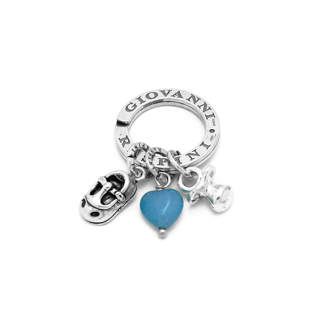 Giovanni Raspini Silver Baby Boy First Steps Key Ring - Robert Anthony Jewellers, Edinburgh