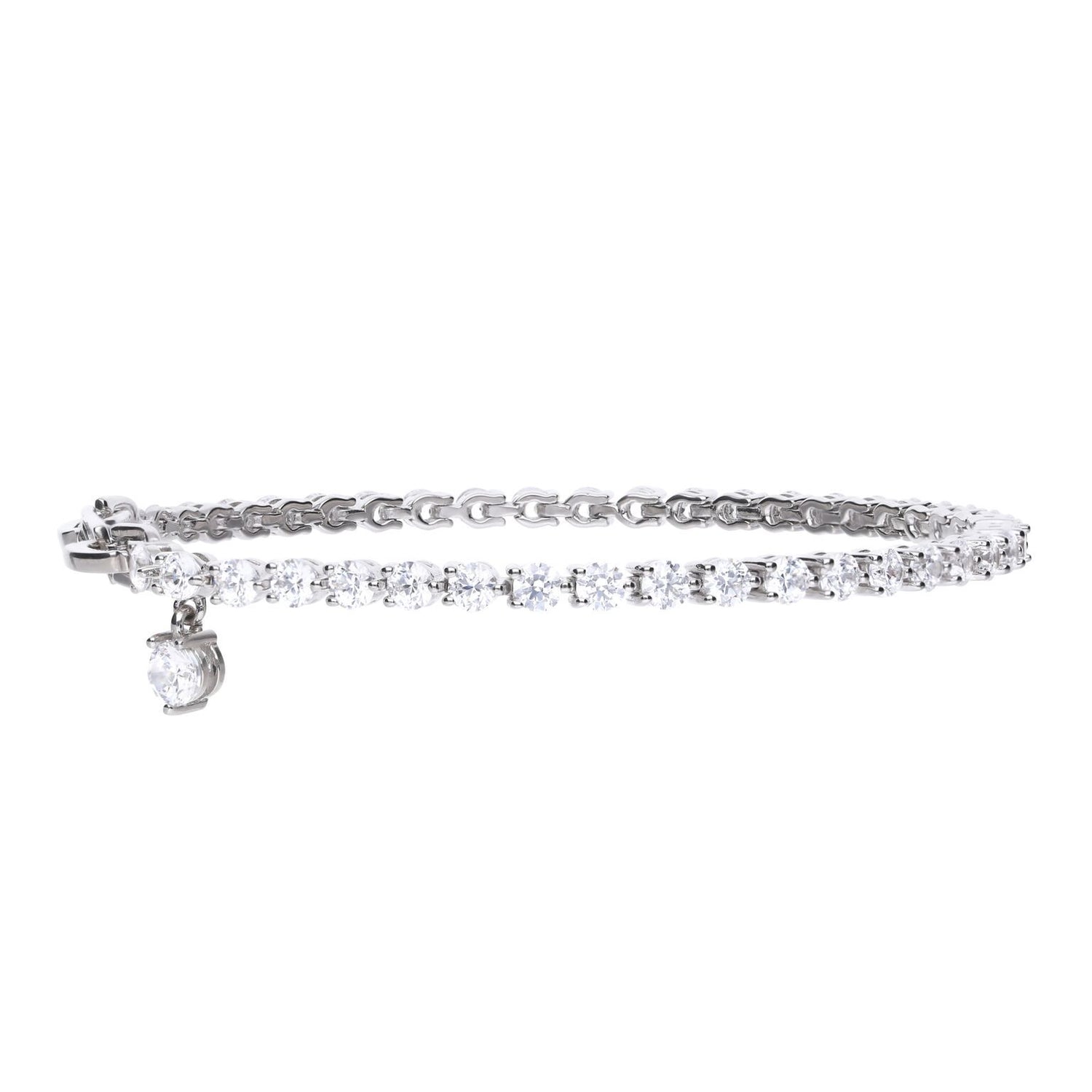 Silver Small Zirconia Charm Tennis Bracelet