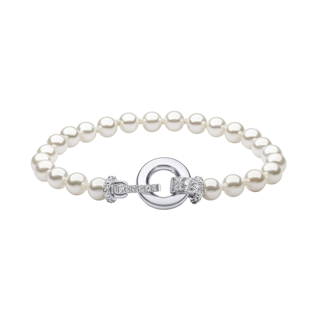 Shell Pearl Bracelet with Zirconia Feature Clasp