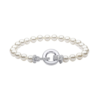 Shell Pearl Bracelet with Zirconia Feature Clasp