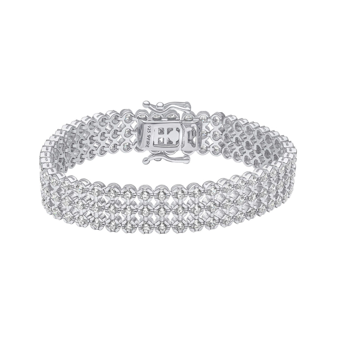 Silver and Zirconia Triple Row Bracelet