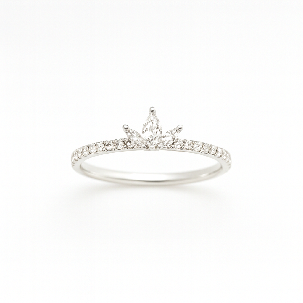 18ct White Gold LAB-Diamond Marquise Trio Ring