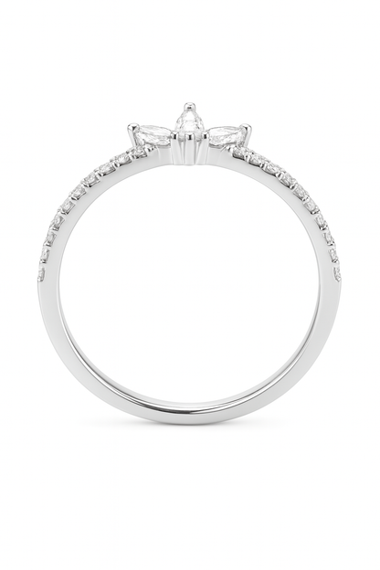 18ct White Gold LAB-Diamond Marquise Trio Ring
