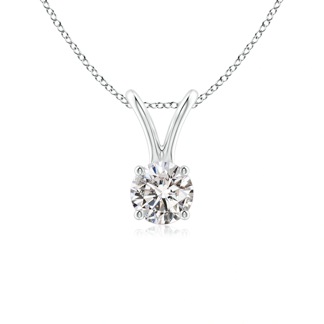 9ct White Gold Diamond Solitaire Split Bale Pendant and Chain - Robert Anthony Jewellers, Edinburgh