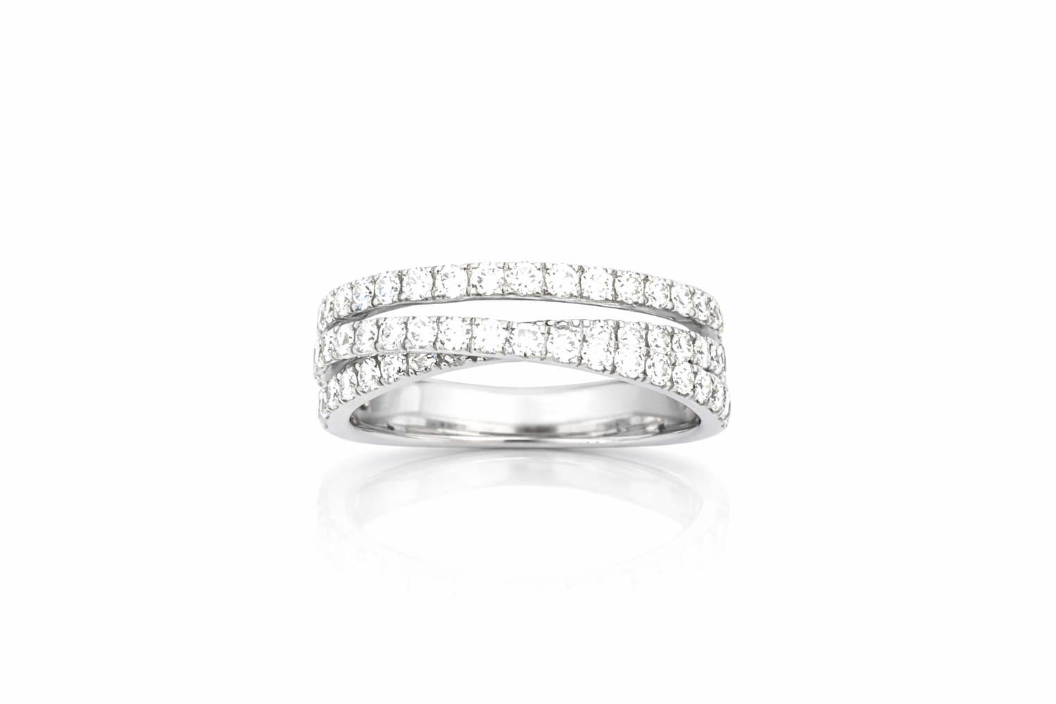 Diamond Cross-Over 18ct Band Ring
