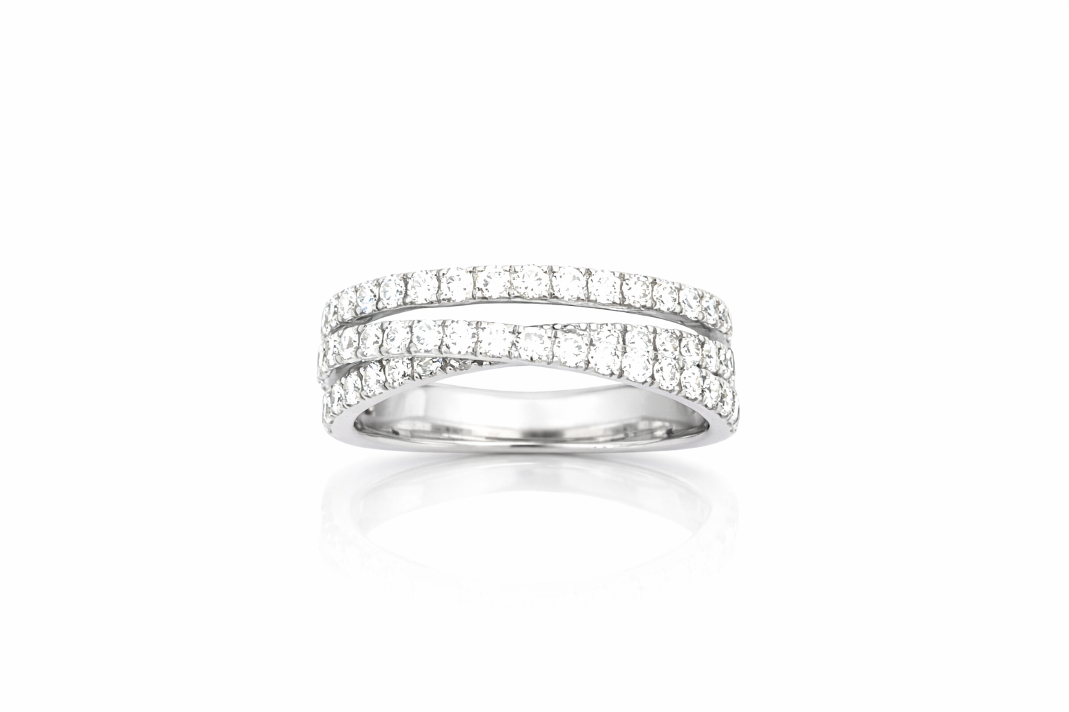 Diamond Cross-Over 18ct Band Ring