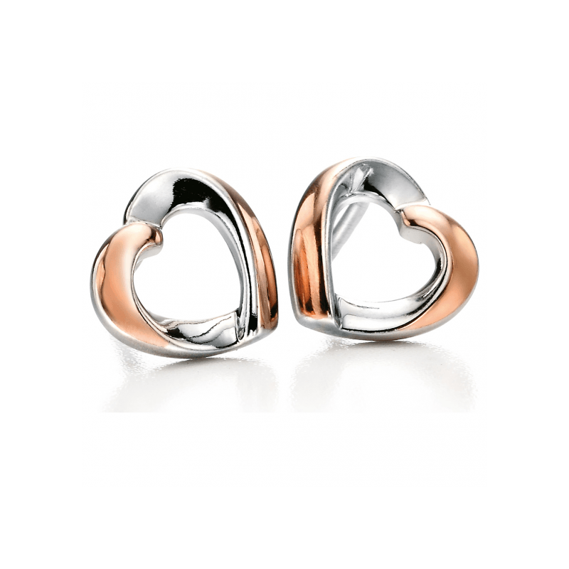 Fiorelli Silver and Rose Heart Earrings - Robert Anthony Jewellers, Edinburgh