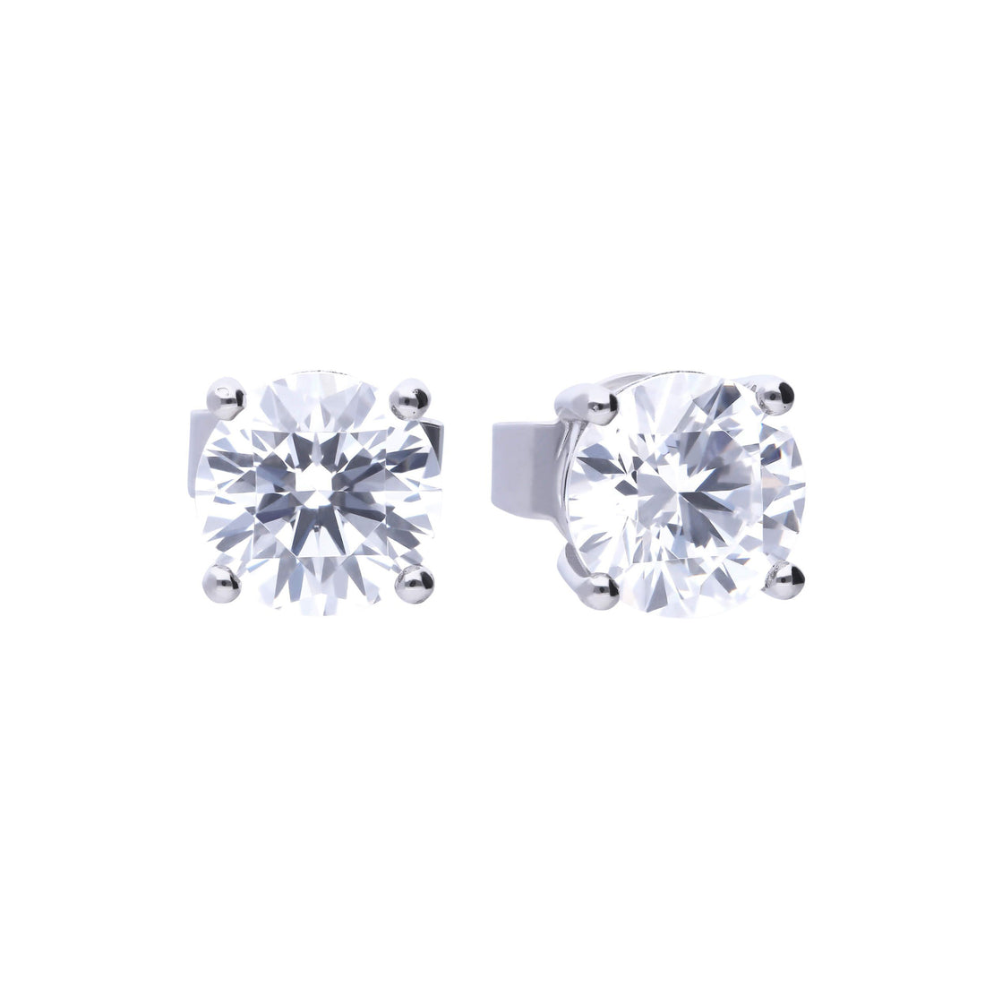 Silver and Zirconia Four Claw 1 Carat Stud Earrings — 1CT