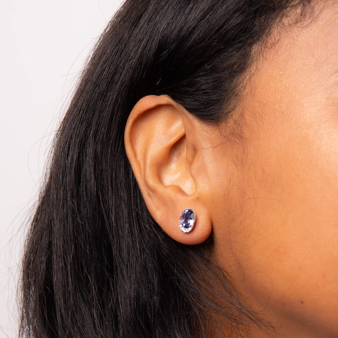 Fiorelli Oval Tanzanite Crystal Stud Earrings with Cubic Zirconia Wave