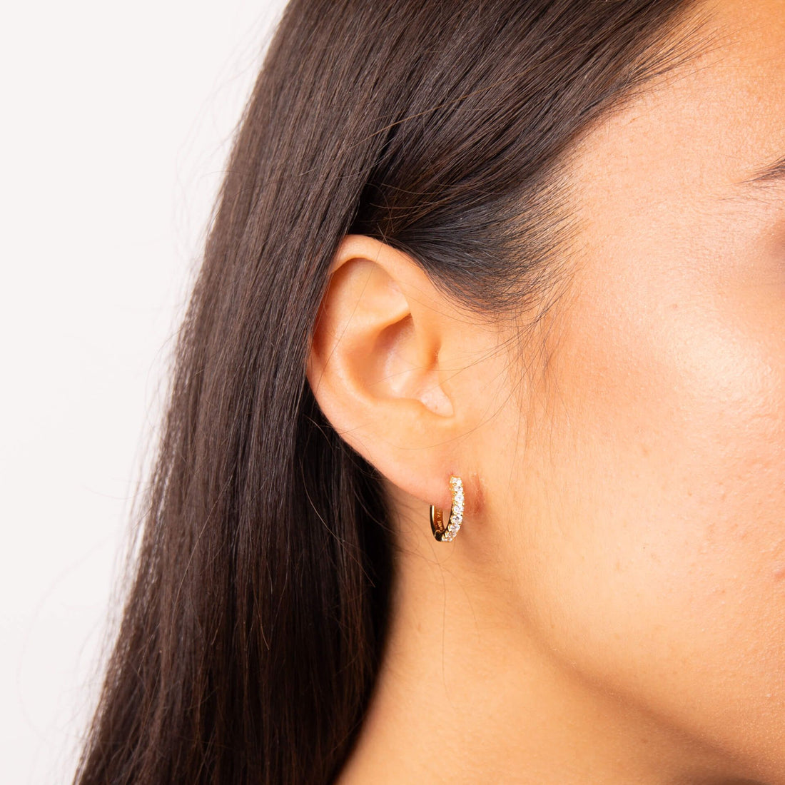 Silver Claw Set Zirconia Hoop Earrings