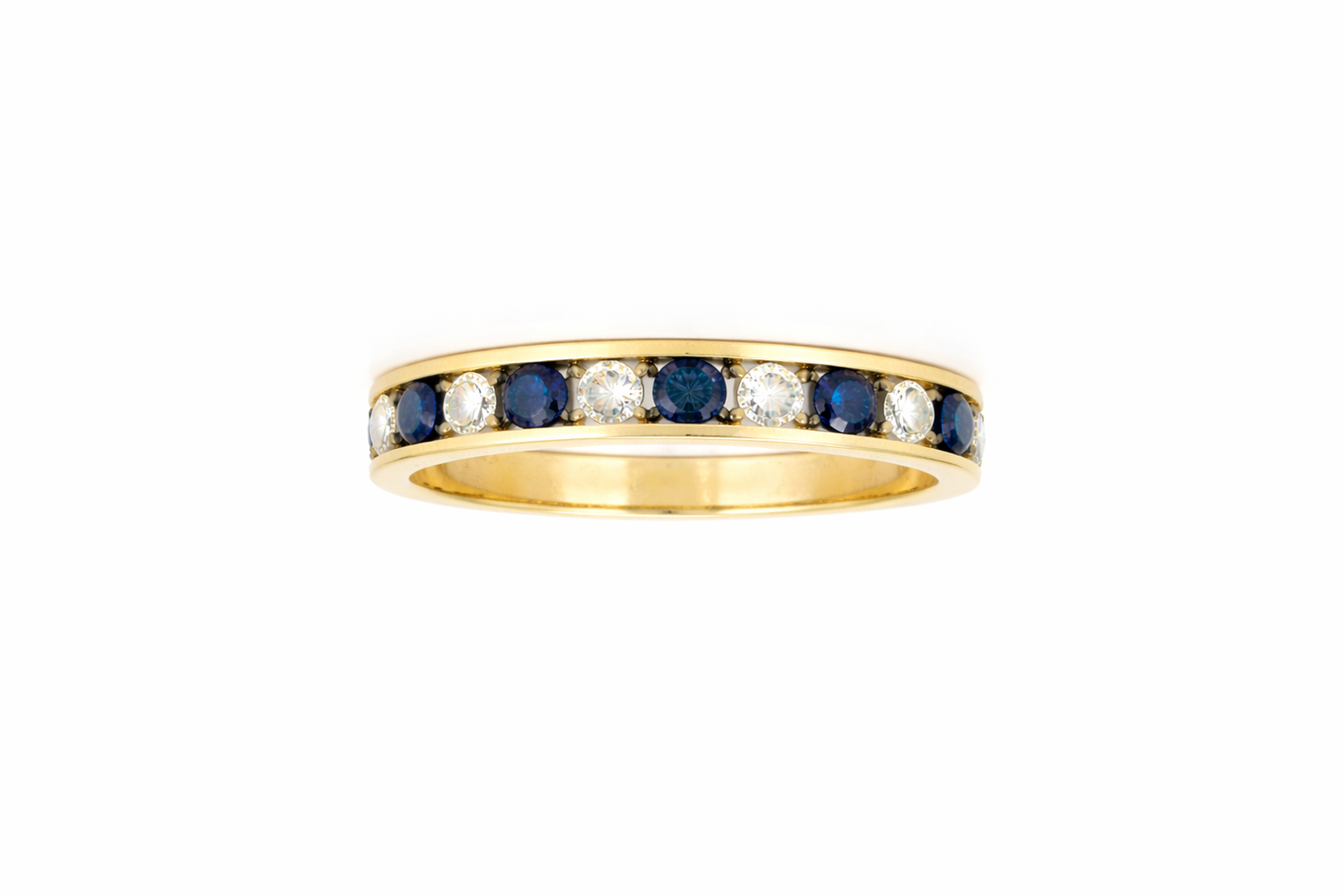 9ct Yellow Gold Diamond &amp; Sapphire Band Ring