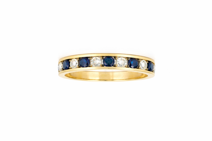 9ct Yellow Gold Diamond &amp; Sapphire Band Ring