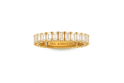 18ct Yellow Gold Lab-Grown Emerald-Cut Diamond Eternity Ring