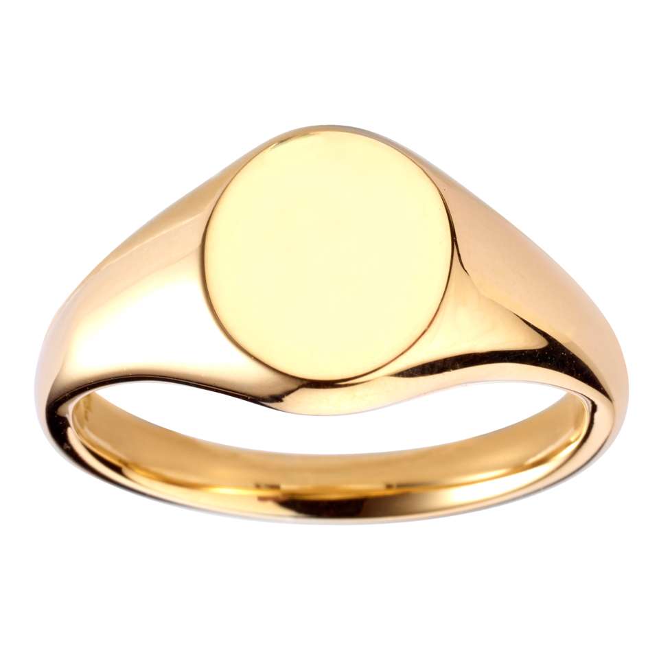 Oval Circular Gold Signet Ring