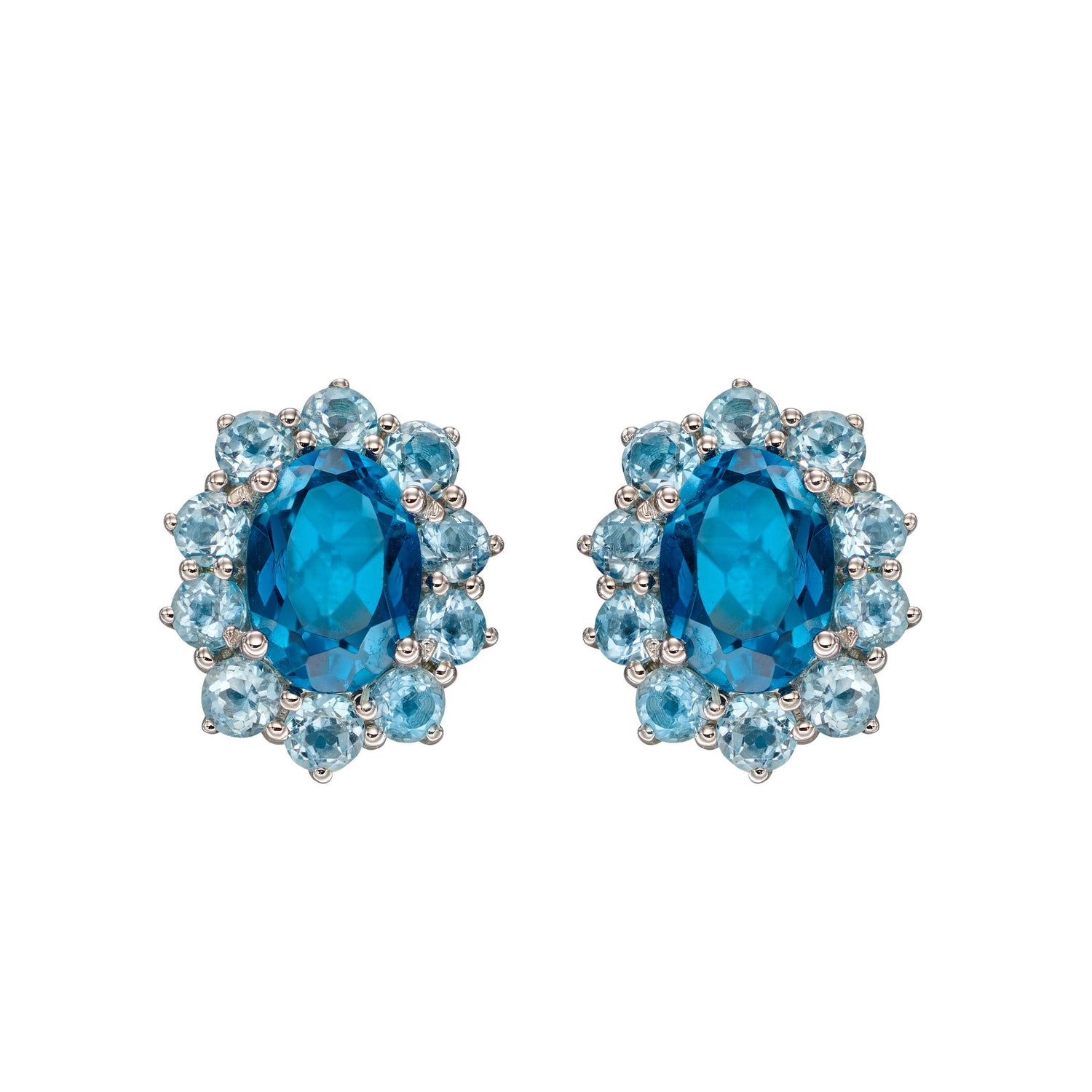 Statement Blue Topaz Stud Earrings in 9ct White Gold