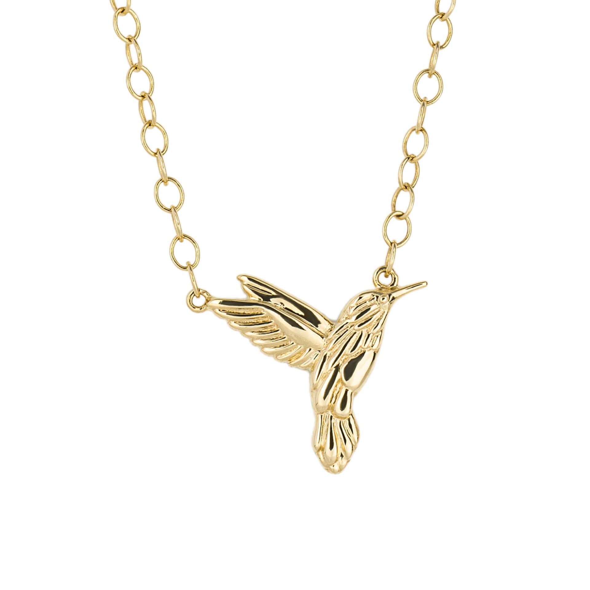 Hummingbird Motif Necklace in 9ct Yellow Gold