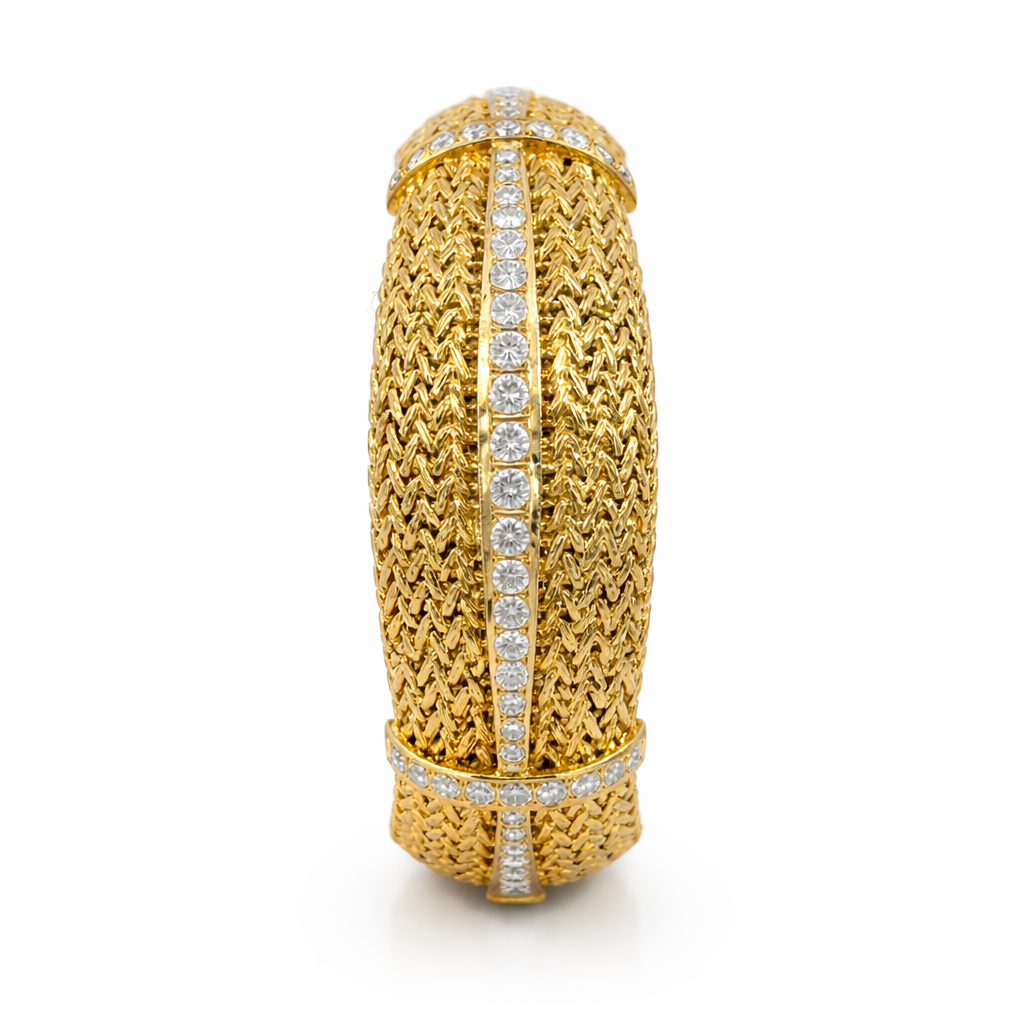 18ct Gold &amp; Diamond Woven Bangle
