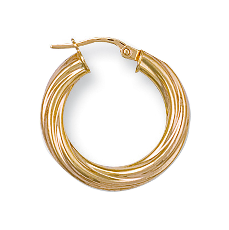 9ct Yellow Gold Twisted Hoop Earrings (23mm)