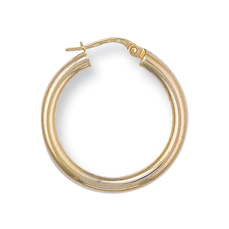 9ct Yellow Gold Round Tube Hoop Earrings (26mm)