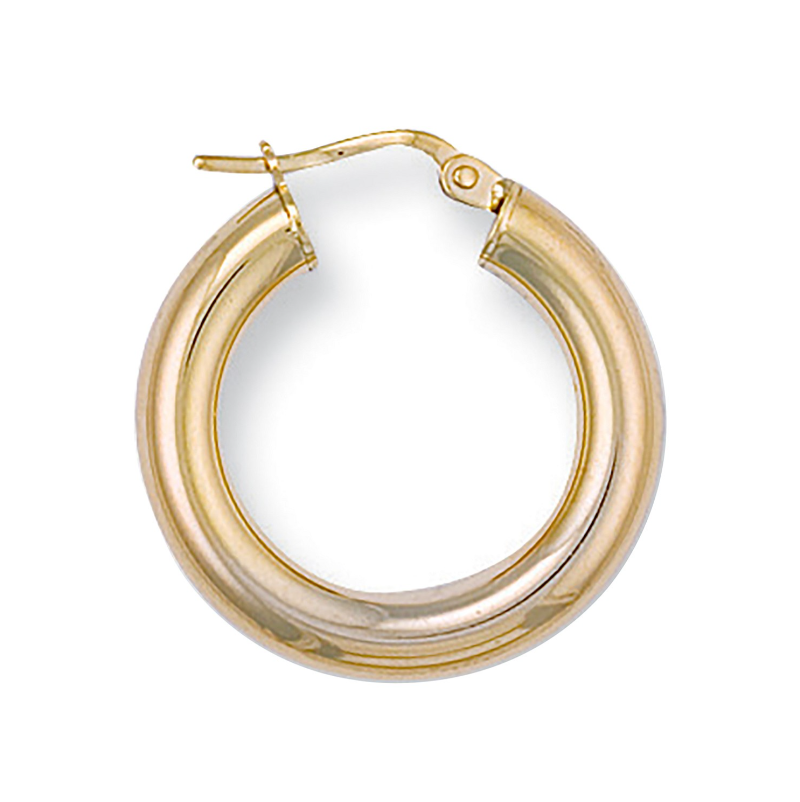 9ct Yellow Gold Round Tube Hoop Earrings (24mm)