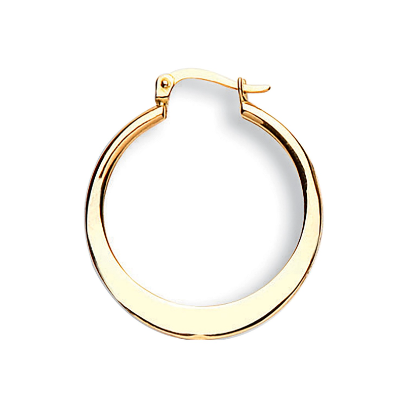 9ct Yellow Gold Flat Round Hoop Earrings (26mm)
