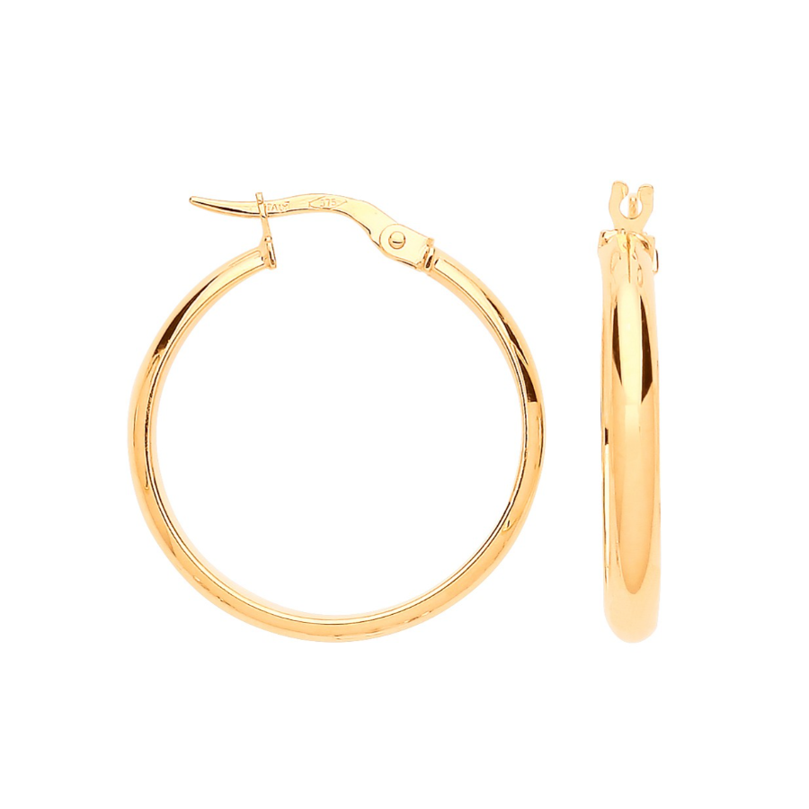 9ct Yellow Gold Hoop Earrings (24mm) - Robert Anthony Jewellers, Edinburgh