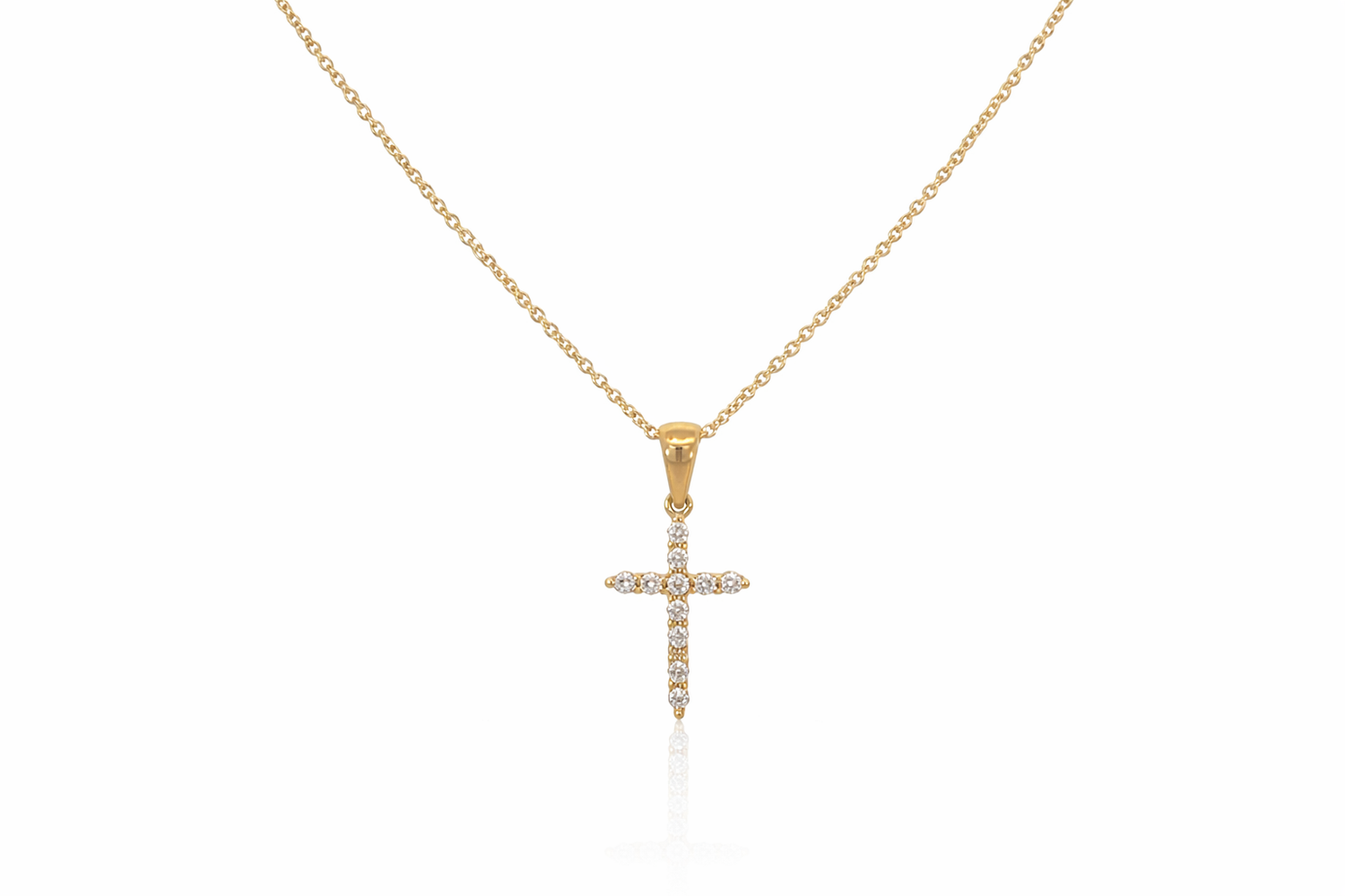 18ct Yellow Gold Diamond Cross Necklace