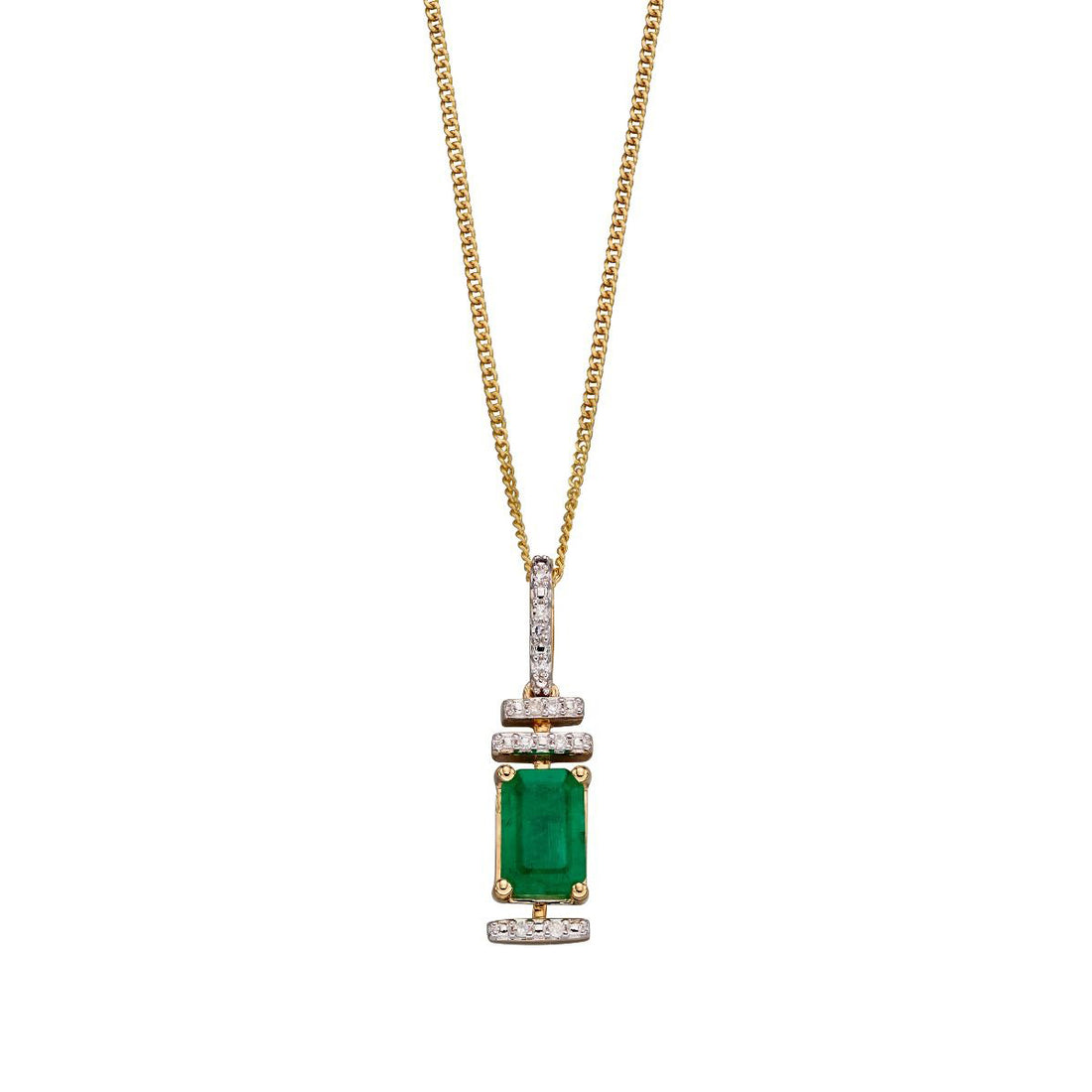 Art Deco Emerald Pendant in 9ct Yellow Gold