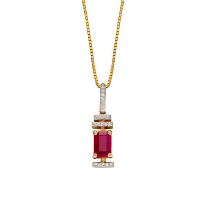 Art Deco Ruby Pendant in 9ct Yellow Gold