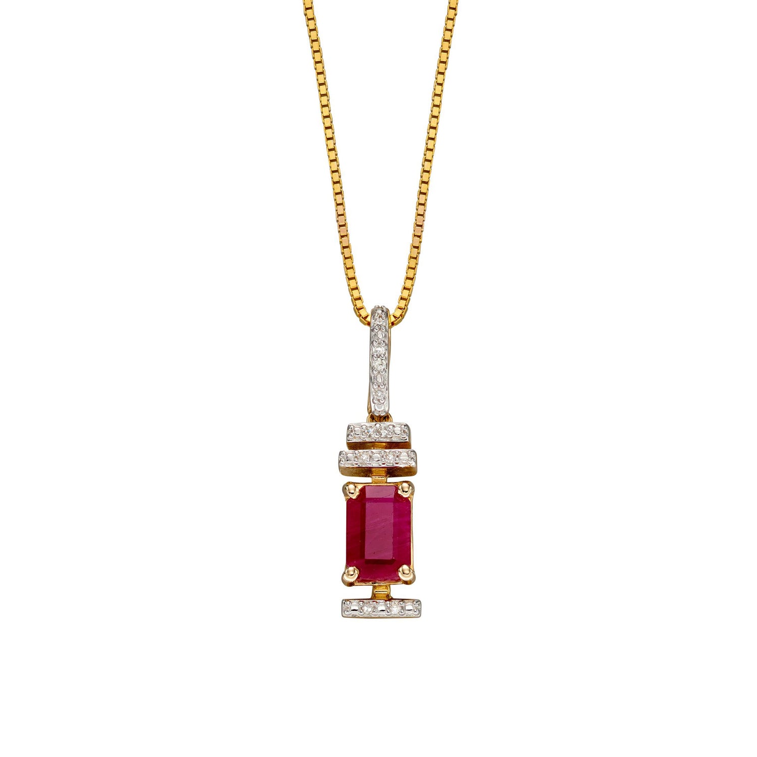 Art Deco Ruby Pendant in 9ct Yellow Gold