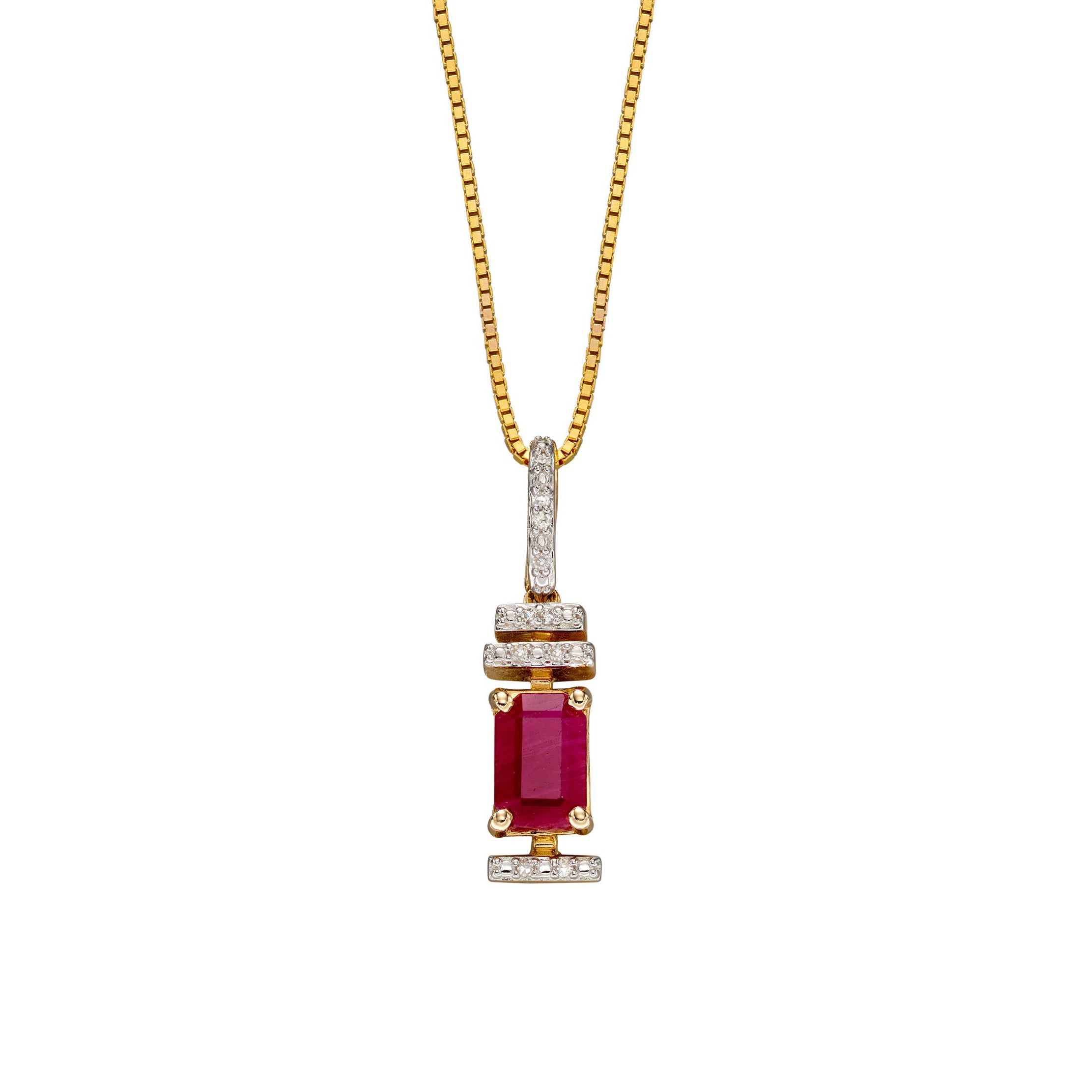 Art Deco Ruby Pendant in 9ct Yellow Gold