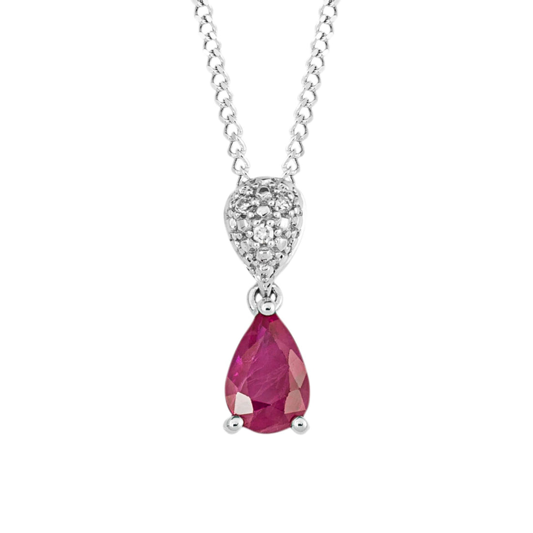 Precious Stone and Diamond Droplet Pendant in 9ct White Gold