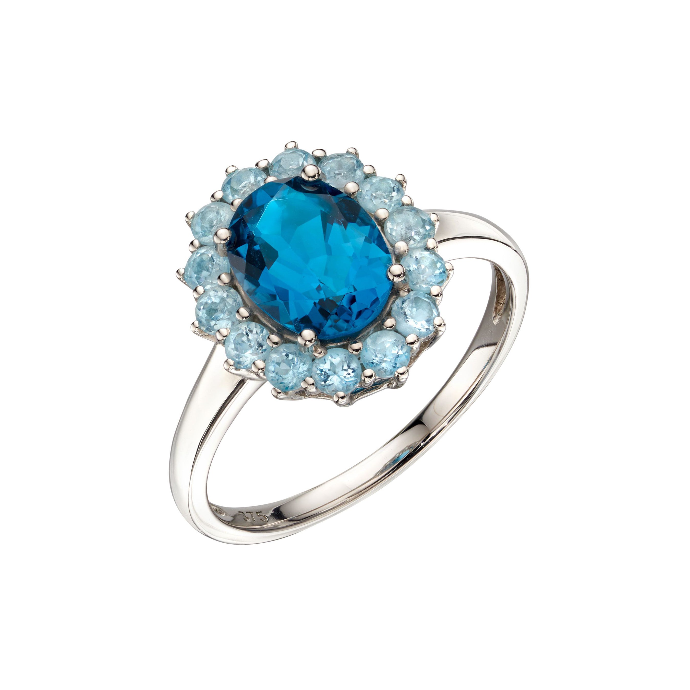 Statement Blue Topaz Ring in 9ct White Gold