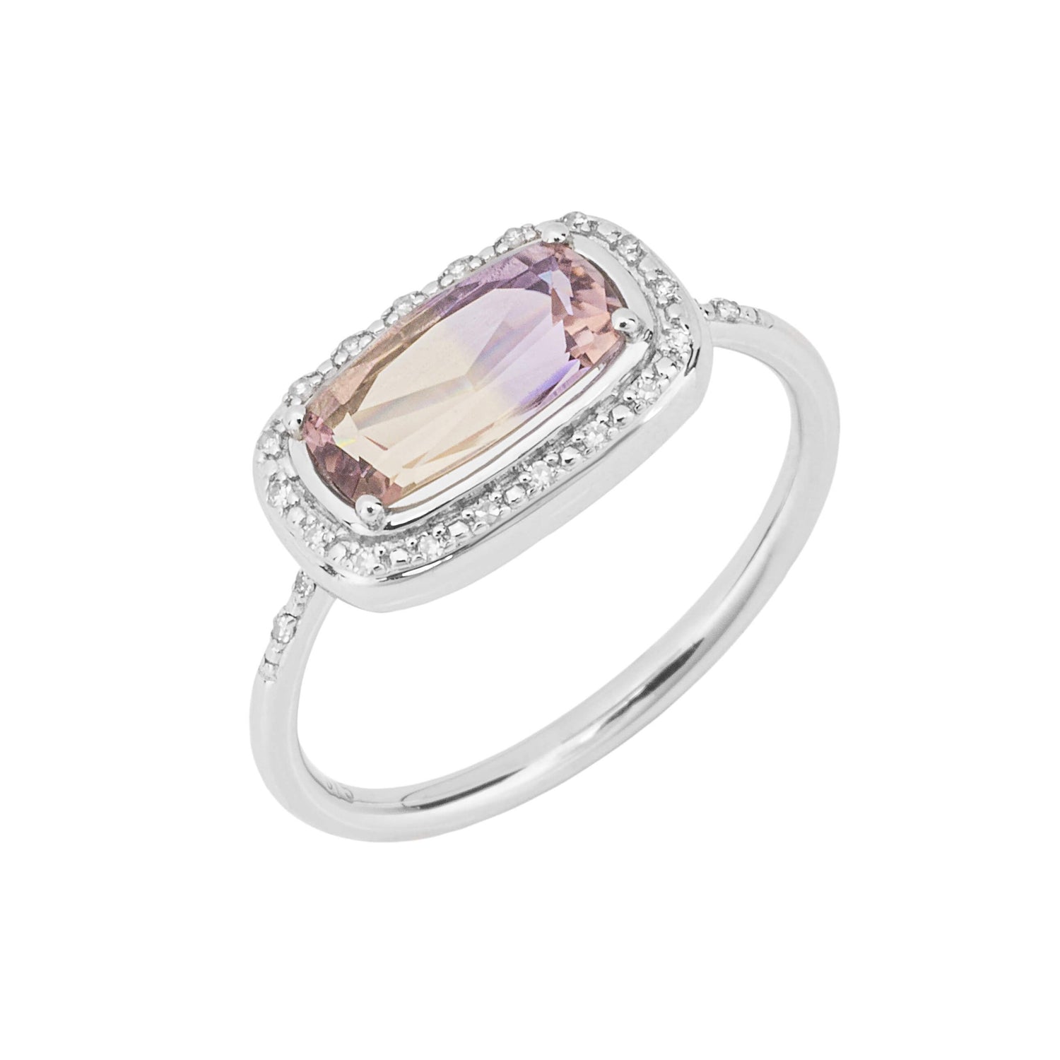 Elongated Semi-Precious Stone Ring in 9ct White Gold