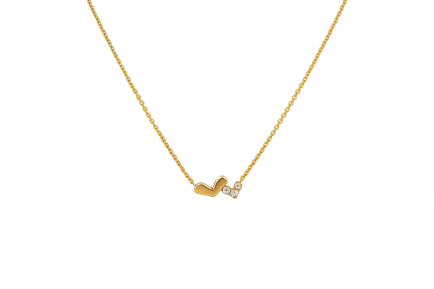 18ct Yellow Gold Double Heart Diamond Necklace