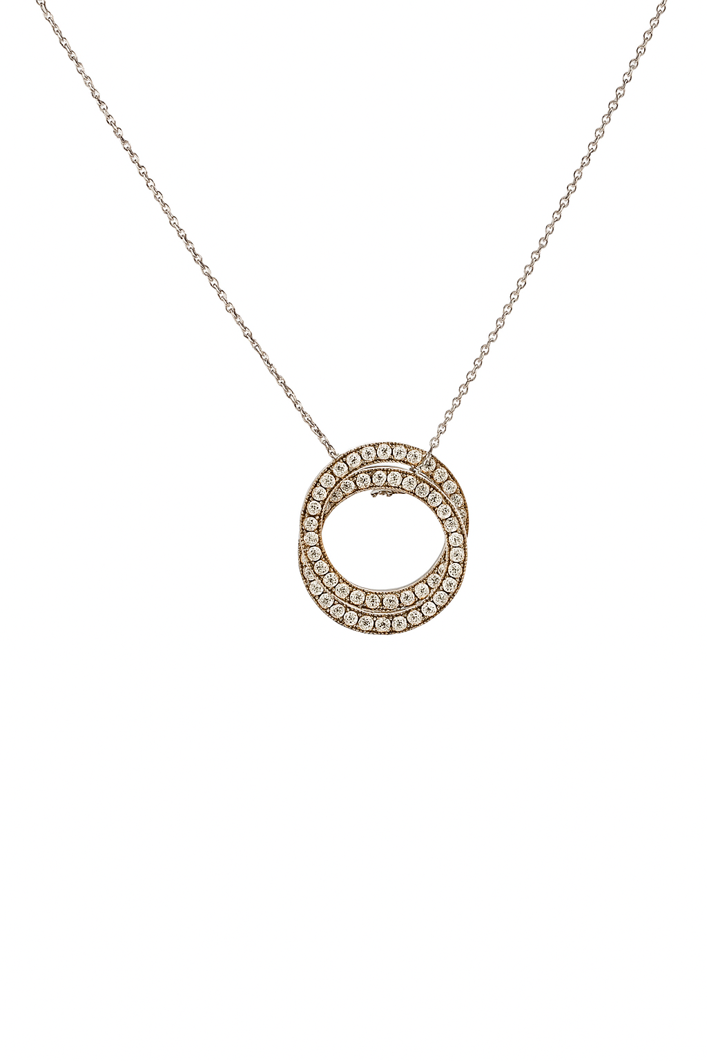 18ct White Gold Diamond Circle Pendant Necklace