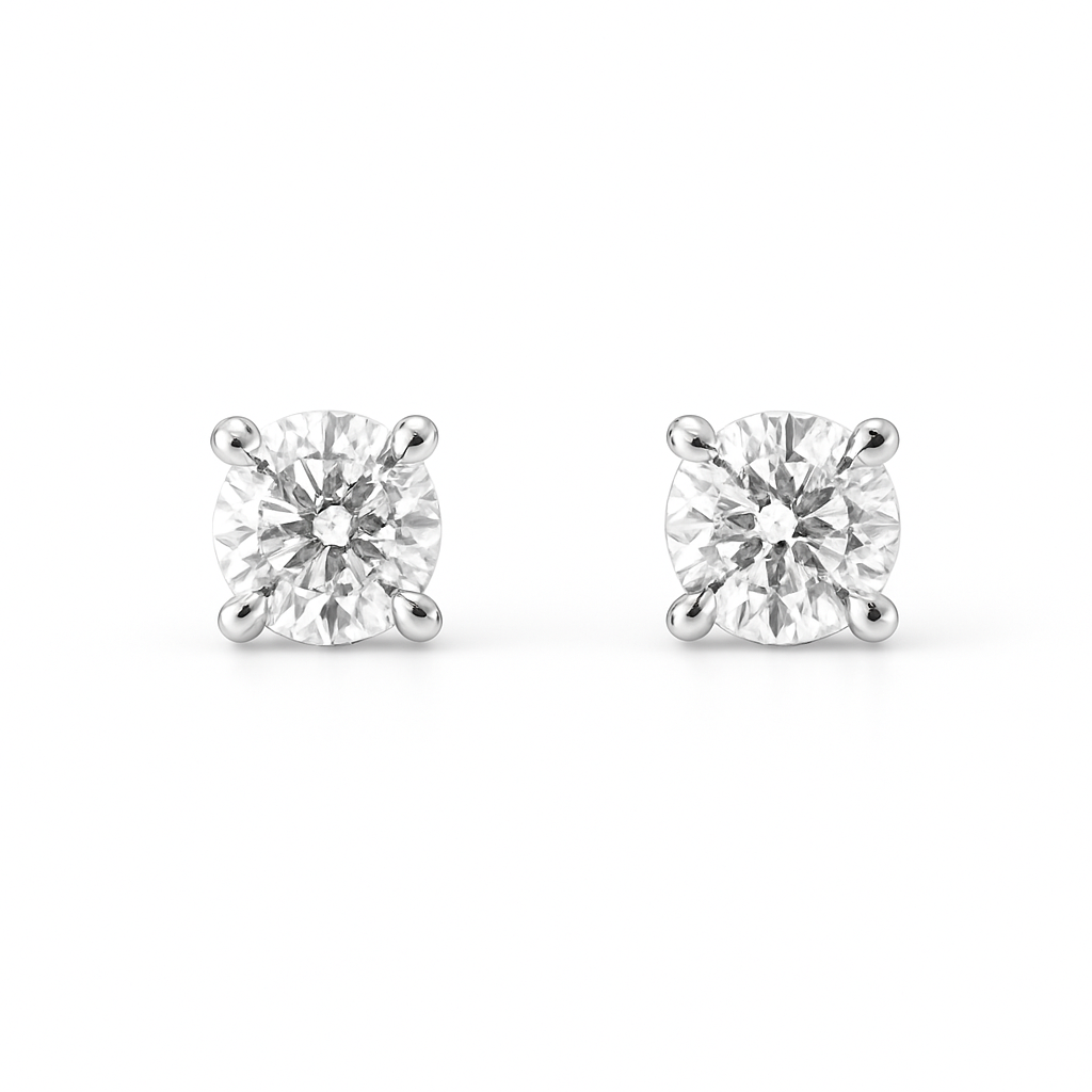 18ct two-tone gold diamond stud earrings