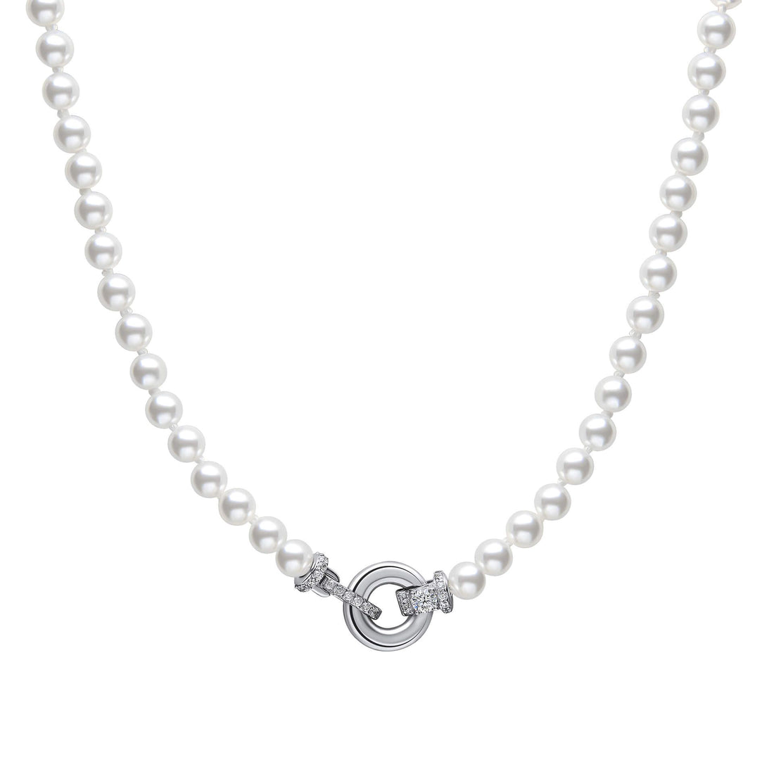 Shell Pearl Necklace with Zirconia Feature Clasp