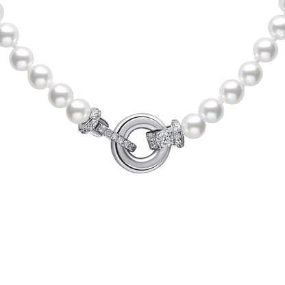 Shell Pearl Necklace with Zirconia Feature Clasp