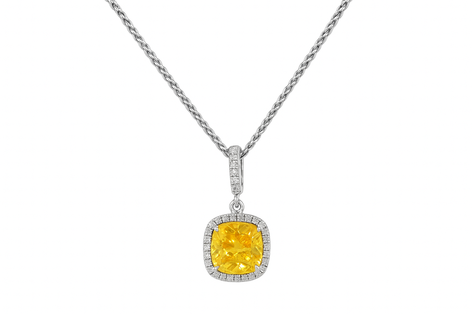 Sterling Silver CZ Cluster Pendant Necklace